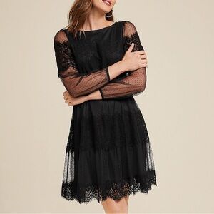 Maurices Black Lace Long Sleeve Dress